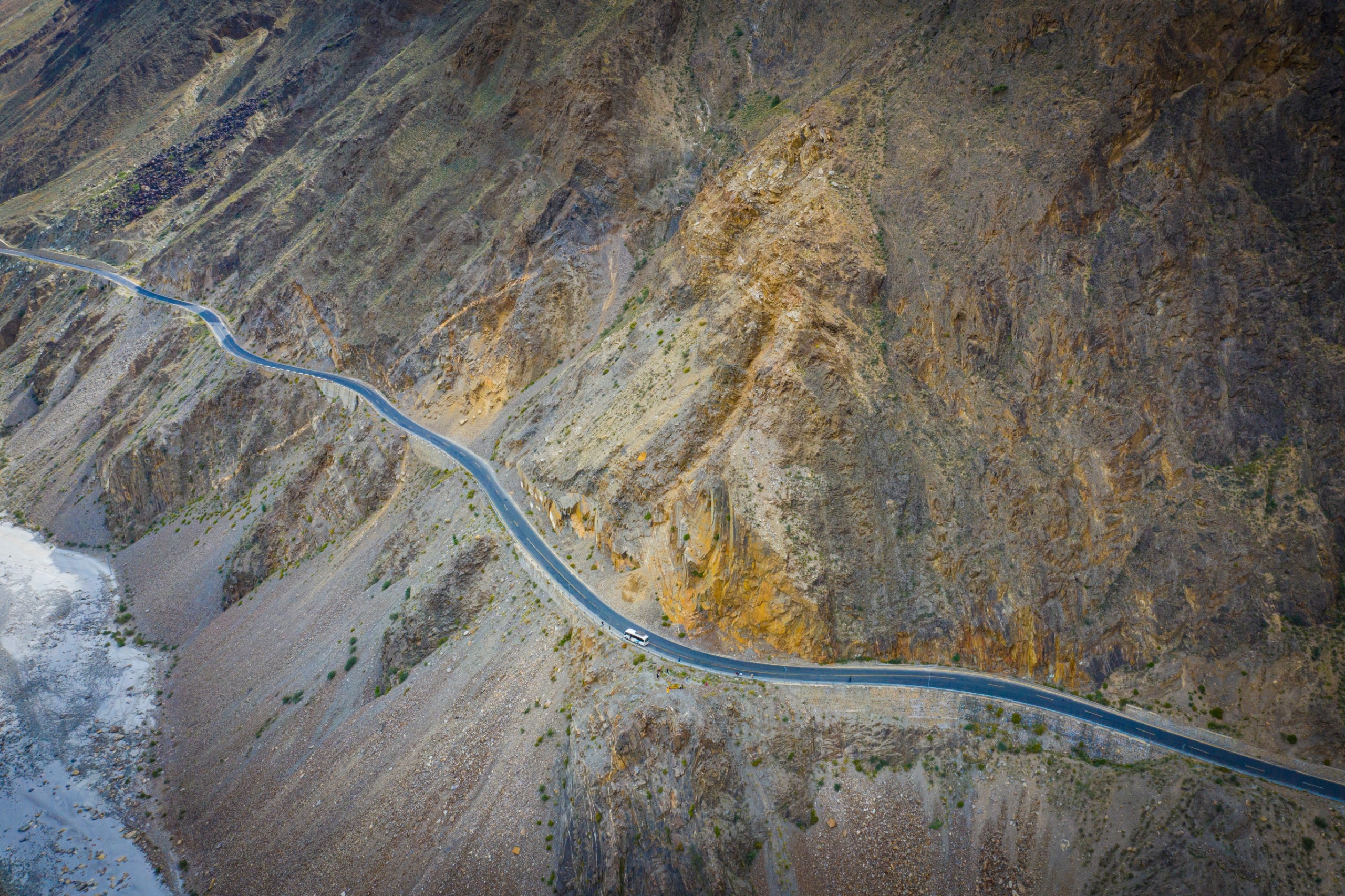 Mountain road journey from Islamabad to Hunza through northern Pakistan
